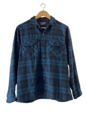 画像：50s~/長袖シャツ/M/ウール/BLU/チェック