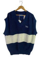 画像：ニットベスト/ニット・セーター(厚手)/XL/コットン/マルチカラー/ボーダー