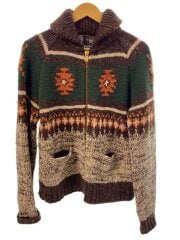 画像：カーディガン(厚手)/L/ウール/GRN/総柄/782611662001