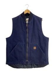 画像：キルティングベスト/DUCK VEST/USA製/シミ有/XL/コットン/NVY//