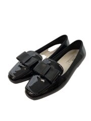 画像：フラットベルト/リボンレインシューズ/フラットパンプス/40/BLK