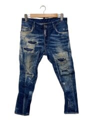 画像：クラッシュリメイク加工/スキニーパンツ/46/デニム/IDG/S74LB0960 S30342/汚れ有