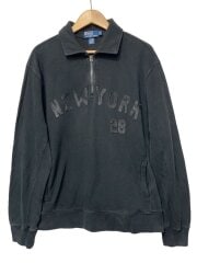 画像：ハーフジップスウェット/XL/コットン/BLK