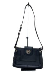 画像：レザーショルダーバッグ/レザー/BLK/無地