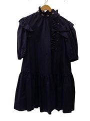 画像：半袖フリルワンピース/36/コットン/NVY/無地/iw01611wc0026//