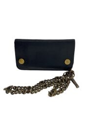 画像：トラッカーウォレット/レザー/BLK/無地/メンズ