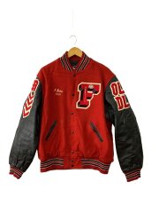 画像：スタジャン/XL/レザー/RED/総柄//
