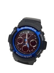 画像：クォーツ腕時計/デジアナ/ラバー/BLK/BLK/AW-591