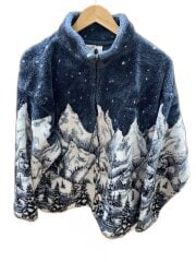 画像：フリースジャケット/XL/アクリル/NVY/総柄