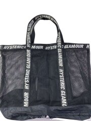 画像：HYSTERIC GLAMOUR LOGOTAPE MESH トート/ナイロン/BLK/02191Q03996