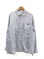 画像：長袖シャツ/52/レーヨン/WHT/ストライプ
