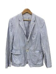 画像：テーラードジャケット/S/コットン/BLU/ストライプ/HC-J045