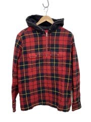 画像：16AW/Hooded Plaid Half Zip Shirt/長袖シャツ/M/コットン/RED/チェック