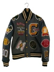 画像：スタジャン/S/ウール/GRY/フルデコ/USA製/切替/bulldogs