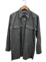 画像：エルボーパッチ/USA製/長袖シャツ/M/ウール/GRY