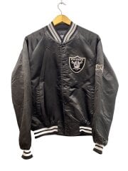 画像：80s～90s/NFL/raiders/USA製/スタジャン/M/ナイロン/BLK