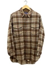 画像：70s/USA製/ウールチェックシャツ/バージンウール100/長袖シャツ/17/ウール/BRW/チェック