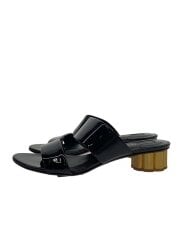 画像：サンダル/UK6/BLK/パテントレザー/87624/フラワーヒールサンダル