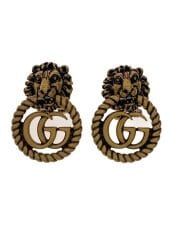 画像：ライオンヘッド/GGマーモント/イヤリング/GLD/ロゴ/レディース//