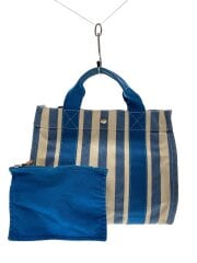 画像：カンヌPM/ハンドバッグ/キャンバス/BLU/ストライプ