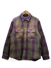 画像：24SS/QUILTED FLANNEL SNAP SHIRT/長袖シャツ/M/コットン/GRN/チェック