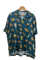 画像：MONSTER SHIRT/半袖シャツ/L/レーヨン/GRN/総柄/SC2110-SH16