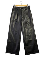 画像：レザーワイドパンツ/S/フェイクレザー/BLK/無地/HA010499AD
