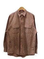 画像：90s/白タグ/フィリピン製/ネルシャツ/L/コットン/RED/チェック