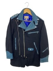 画像：ダブルライダースジャケット/S/ウール/BLK/無地