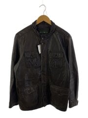 画像：ラムレザー/キズ擦れ複数あり/レザージャケット・ブルゾン/M/羊革/BRW/無地