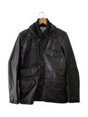 画像：レザージャケット・ブルゾン/M/羊革/BLK/無地/6141068
