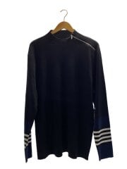 画像：タグ付/モックネック/肩ジップ/ニット・セーター/XL/コットン/ブラック/LM1S2056
