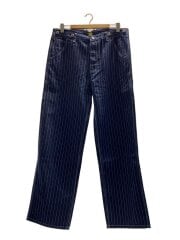 画像：デニムワイドペインターパンツ/50’sモデル/XXL/コットン/インディゴ/ストライプ