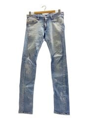 画像：ATHLETE SLIM BOLT/ブリーチ加工/ストレッチデニム/32/コットン/ブルー/DTA-008