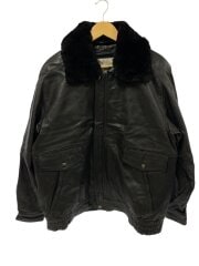 画像：レザージャケット・ブルゾン/LL/羊革/BLK/無地