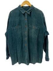 画像：長袖シャツ/XL/コーデュロイ/GRN/無地