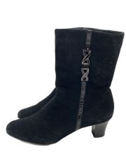 画像：ショートブーツ/22cm/BLK/スウェード/64374