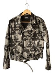 画像：FACE DENIM RIDERS/シングルライダースジャケット/M/コットン/BLK/総柄