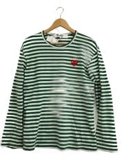 画像：長袖Tシャツ/L/コットン/GRN/ボーダー/AX-R164