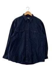 画像：90s/白タグ/シャモアクロス/コスタリカ製/長袖シャツ/L/コットン/NVY/無地//