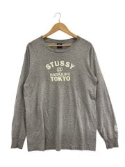 画像：長袖Tシャツ/L/コットン/GRY/プリント