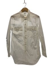 画像：長袖シャツ/2/コットン/WHT/無地/MB214-5035HK