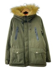 画像：ダウンジャケット/L/ポリエステル/KHK/無地/3182009/フード/