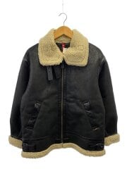 画像：フライトジャケット/フェイクムートンジャケット/M/フェイクレザー/BLK/TA1548-075