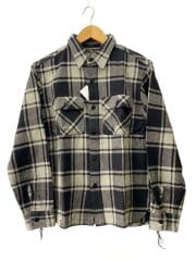 画像：長袖シャツ/M/コットン/BLK/チェック/8LS-28//
