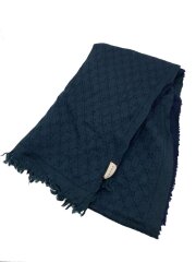 画像：マフラー/ウール/NVY/総柄/レディース