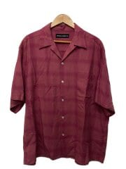 画像：OMBRE CHECK OPEN COLLAR SHIRT/XL/レーヨン/RED/チェック