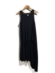 画像：アシンメトリー/ノースリーブワンピース/2/レーヨン/BLK/LA-T57-235-1