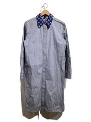 画像：モノグラムカラー/シャツワンピース/38/コットン/BLU/ストライプ/ベルト欠品
