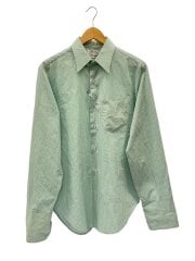 画像：長袖シャツ/--/コットン/GRN/ストライプ